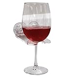 Bathtub Wine Glass Cupholder. Caddy Shower & Relax Bath With Powerful Strong Suction Cups , (1) Clear Acrylic. By House Ur Home