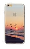 iPhone 6 / 6s , TPU Transparent Clear Case Bumper Ultra Slim Translucent Gel Cover for Apple iPhone 6 / 6S (Beach Sunset and Birds)