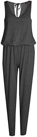 Forever Womens Plain Tie Back Sleeveless Puffball Jumpsuit (ML= (10 - 12), Charcoal)