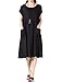 Mordenmiss Women's Cotton Linen Tunic Dress Pleated Short Sleeve Sundresses Summer Daily Pullover with Pockets (X-Large, Black)