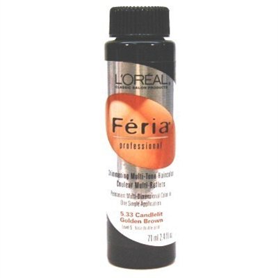 Loreal Feria Color #5.33 2.4oz Candlelit Golden Brown (3 Pack)