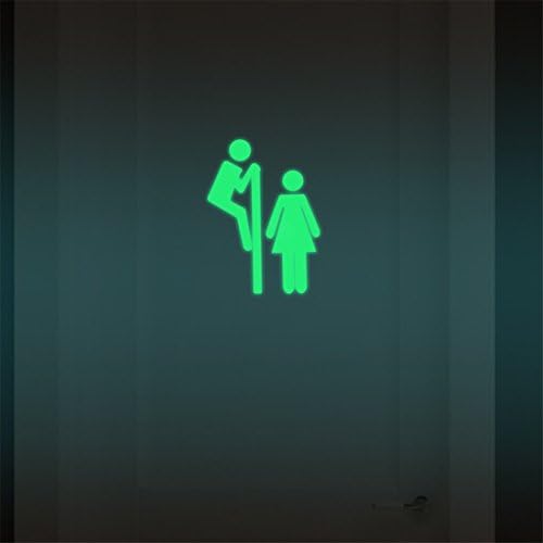 SHOWEET Luminous Toilet Entrance Sign Decal Vinyl Sticker for Shop Office Home Cafe Hotel Green (1, B Style)
