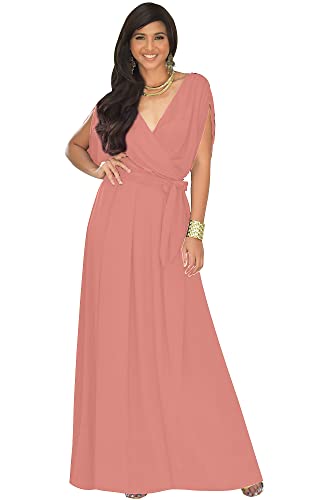 KOH KOH Womens Long Semi-Formal Short Sleeve V-Neck