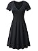 FENSACE Pockets Womens V-Neck Short Sleeve Casual Flare A Line Midi Dress