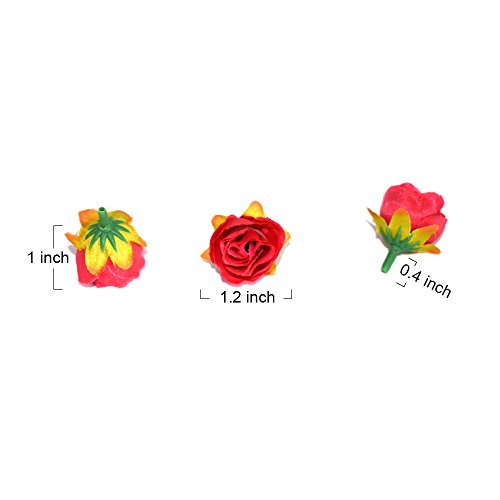 YEDREAM Artificial Silk Roses Flower Head, Artificial Flowers Heads Fabric Floral Supplies for Wedding Cake Decoration Accessories 1.18 inch (50PCS, Rose)