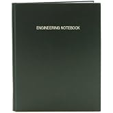 BookFactory Green Engineering Notebook, Hardbound, 168 Pages | 0.25'' Engineering Grid, Lab Notebook, 8 7/8'' x 11 1/4'' - Made in USA