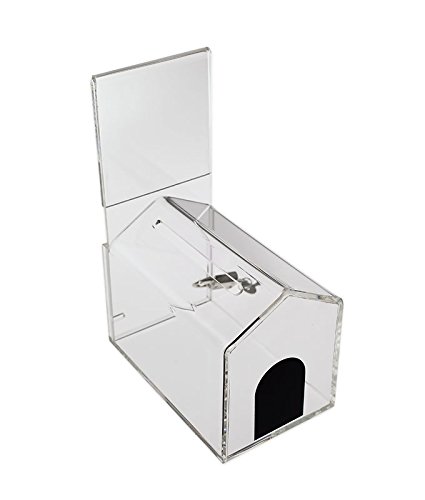 Small House Shape - Coin Collection Box - Acrylic Box - Tip Container - Ballot Box - with Pad Lock