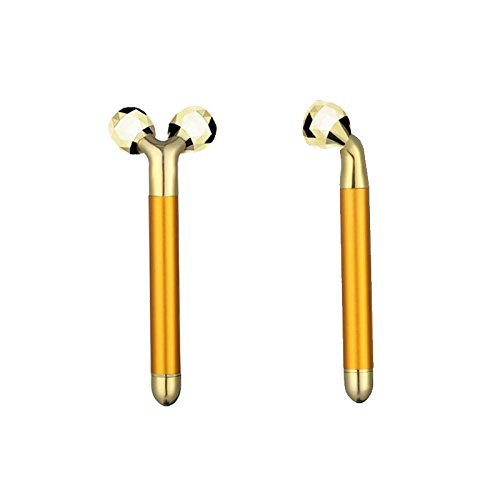 AMULISS 24k Gold Skin Care Face Massager 3D Roller Electric Sonic Depuffer Energy Beauty Bar Package Combination - Thumbnail 6