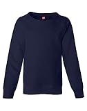 Hanes Girls` Raglan V-Notch Crewneck Sweatshirt