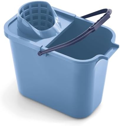 | Balde Retangular com Drenador | Balde de Esfregão | Polipropileno | 12L | Azul | Medidas: 23x37x29 cm