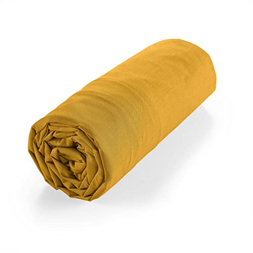 douceur dinterieur Biolina 100% Organic Cotton Fitted Sheet 140 x 190 cm Ochre