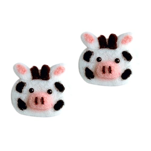 TOYANDONA 2pcs Cow Felt Hair Clip Appliques DIY Craft Accessories for Charming Animal Decoration for Hair Bows Headbands Scrapbooking and Gift Embellishment