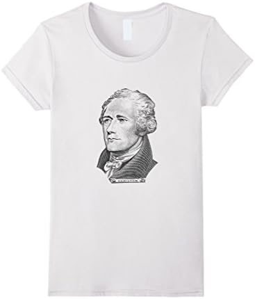 Women's Alexander Hamilton Portrait Black and White T-Shirt Small White