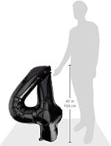 Unique Black Number 4 Shaped Large Foil Balloon 86cm - One Piece view 2
