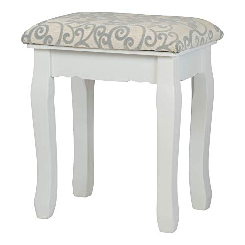 Fineboard FB-ST04-W Vanity Dressing Stool Solid Wood Legs, White