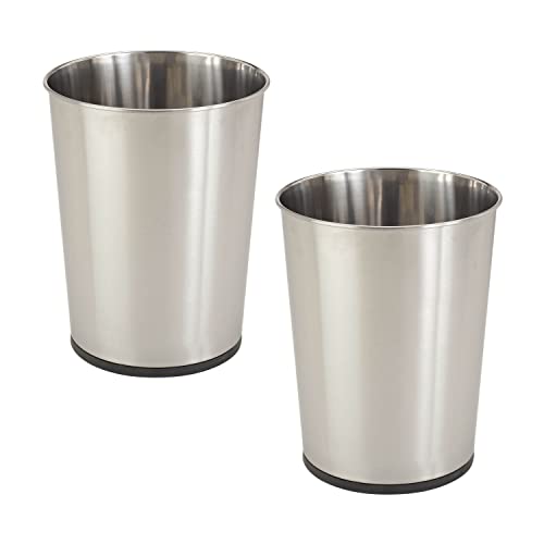 Photo 1 of *****ONLY 1 CAN*****Bath Bliss 5 Liter Small Wastebasket | 2 Pack | Round Open Top | Trash Can | Bathroom | Bedroom | Kitchen | Office | Dorm | Disposal Waste Bin | Garbage | Stainless Steel