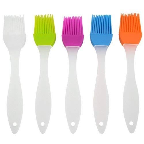  TOVOT 5 PCS Silicone Basting Pastry Brushes Heat Resistant BBQ Brush for Cakes, Baking Barbecue and Cooking,Dishwasher Safe,Food Grade, Bristle Free (White/Blue/Green/Orange/Rose red)  - Thumbnail 6