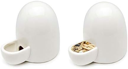 MONMOB Pack of 2 Ceramic Automatic Pet Water Feeder Slient Water Feeder Drinking Bottle Water Bottle for Bird Parakeet Hedgehog Hamster Small Animal 6.8oz. White