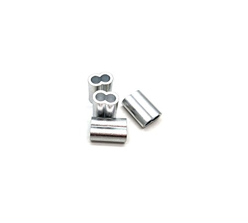 Antrader 1/4 Inch Wire Rope Aluminum Sleeves Cable Clip Crimping Loop Sleeve 20pcs