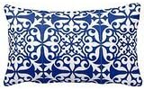 PUDA Moroccan Tile - Cobalt Blue and White Canvas Pillow Case Cover -24"x16" (Twin Sides) .