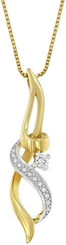 Espira 10K Yellow Gold 1/20 cttw Round Cut Diamond Accent Swirl Pendant Necklace (H-I, I1-I2)