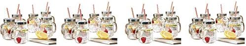 Estilo Mason Jar Mugs with Handle and Straws Old Fashioned Drinking Glass Set 6, 16 oz Each (4)