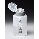 Beauticom Push Down Alcohol Dispenser- Clear Bottle- Labeled - 9 Oz Bottle