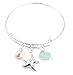 Large Delicate Beachy Bracelet, Adjustable, Sterling Silver, Nautical Sea Foam Blue Sea Glass, Swarovski Crystal Pearl and Starfish Charm by Aimee Tresor Jewelry