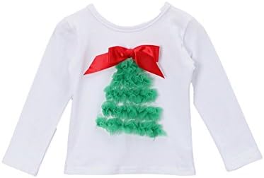 Royal Gem Baby Girls Green Red Ribbon Trim Christmas Tree Detail Top 0-12M