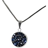 A SHER'S CREATION Minimalist Jewelry Pendant Necklace for Women & Men Silver oxide Plated with Blue Austrian Crystals – Dainty Trendy Gift for Teens, Bridal, Everyday Wear
