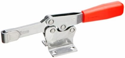 JW Winco Series GN 820-NI Stainless Steel Horizontal Acting Toggle Clamp with Horizontal Mounting Base, Metric Size, Clamp Size 130, 1000 Newton Holding Capacity, Type O Solid Bar