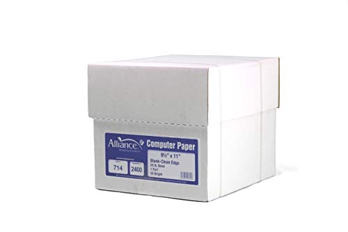 Alliance Continuous Computer Paper, 9.5 x 11, Blank Clean Perforated Edge 1-Part, 92 Bright, 20 lb, Made In The USA... (2,400 Sheets)
