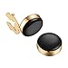 BUTTONCUFF Black Button Covers & Gold Finish - Imitation Studs for Formal Shirts and Black Tie (G-bla-s, 15mm)