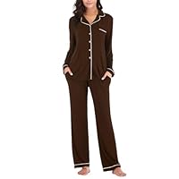 Aamikast Women's Pajama Sets Long Sleeve Button Down Sleepwear Nightwear Soft Pjs Lounge Sets
