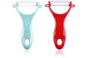 Pack of 2 Peelers, Ceramic Peeler, Potato， Children's Peeler, Ceramic Grater, for Potatoes,Carrots,Vegetables,Fruit (Blue+red