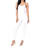 Xuan2Xuan3 Women Spaghetti Strap Bodycon Tank One Piece Jumpsuits Rompers Playsuit White S