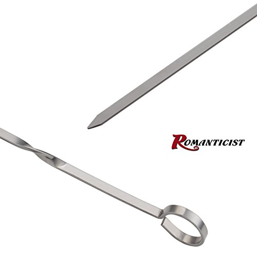 image for ROMANTICIST Flat Metal Barbecue Skewers - 16 Inch Stainless Steel Gril