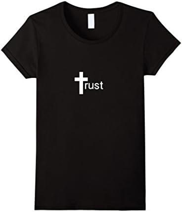 Womens Trust Cross - Christian themed Crucifix, Trust in God Large Black