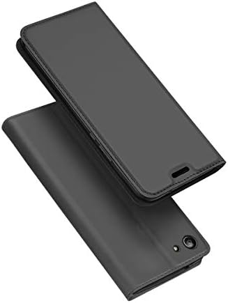 Vivo Y53 PU Leather Wallet Case,Folio Flip Cover with Magnetic Kickstand Credit Card Slot Holder Notebook,Protective Cover Dust-Proof Shockproof – Grey