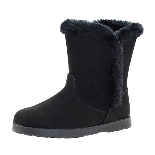 LseLom Girls Snow Boots Warm Faux Fur Lined Winter Boots with Non-Slip Sole Cute Lightweight Ankle Bootie for Toddler/Little Big Kids Black Toddler US 1 at Amazon