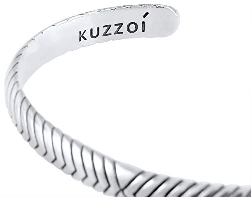 kuzzoi High-quality men's bracelet with clasp made of 925 sterling silver, length 19 cm, width 0.8 cm, 22 grams