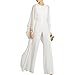 Jiujiuyi Women's Flare Sleeve Loose Zipper Back Chiffon Wide Leg Jumpsuit Romper