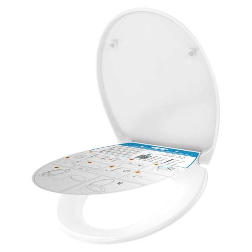 YEAUPE PRO Toilettendeckel mit Absenkautomatik Oval, WC Sitz Duroplast, Weiß | Klodeckel, Klobrille, Toilettensitz Quick-Release, Einfachen Reinigung