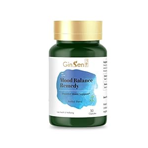 GinSen Strong Mood Remedy for Stress and Anxiety, PMS, PMT, Non Drowsy,Herbal and Natural Supplement, Traditional Chinese Medicine, Made in UK (30 Capsules)