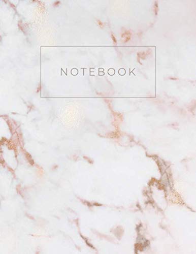 Notebook: Cute white and pink marble dot grid notebook journal 8.5 x 11 inches 100 pages