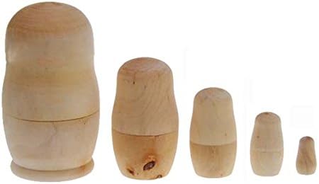 4.56" Set of 5 Blank Unpainted Wooden Russian Nesting Dolls