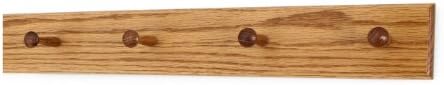 Solid Oak Shaker Peg Rack Made in The USA - Golden Oak Stain Stain 23 x 3.5 Inches with 4 Pegs