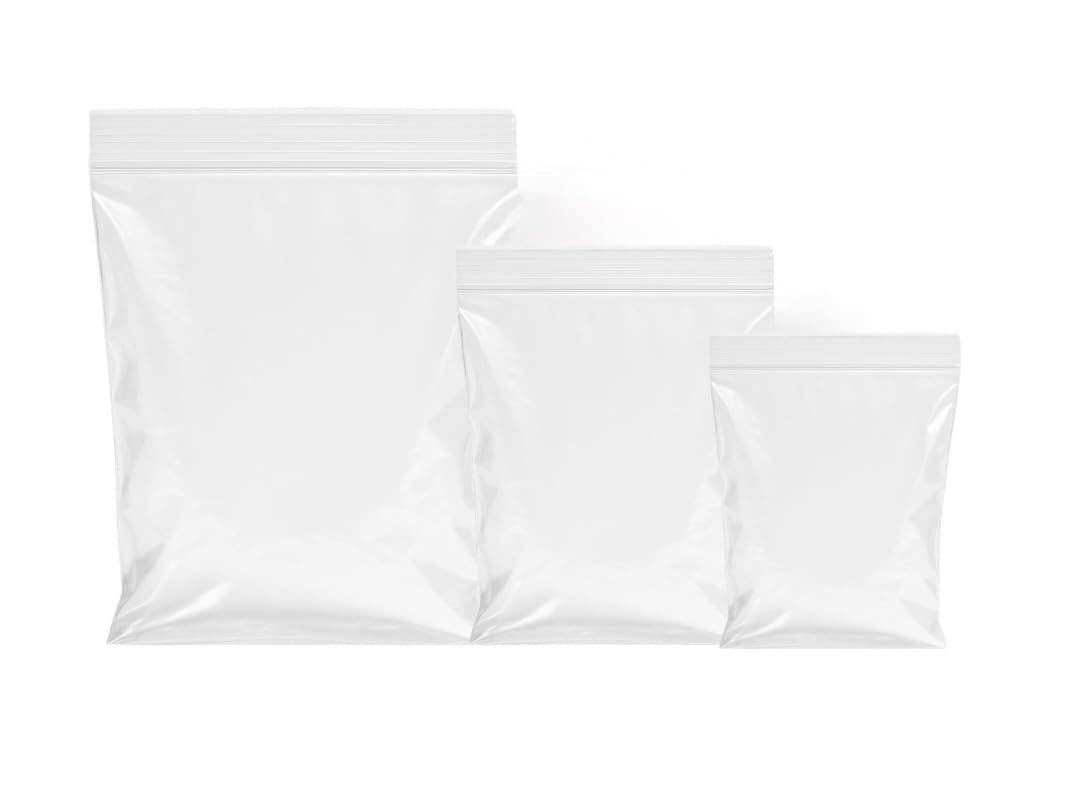TP4U - 300 Assorted Grip Seal Bags - Plain little small resealable self seal Plastic baggies - 100 Each of 3 Sizes - 1.5'' x 2.5'' - 2.25'' x 3'' - 3.5'' x 4.5''