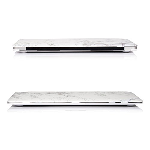 Ruban - AIR 13-inch White Marble Rubberized Hard Back Case with Keyboard Cover for MacBook Air 13.3" (A1466 & A1369) (NEWEST VERSION) Shell Cover - White Marble