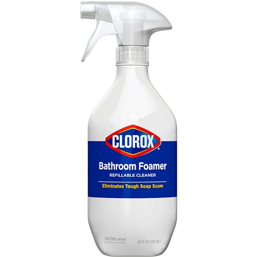 CLOROX BATHROOM FOAMER REFILLABLE CLEANER, HOUSEHOLD ESSENTIALS, 1 BOTTLE AND 1 REFILL, FRESH SCENT, 1.13 FL OZ